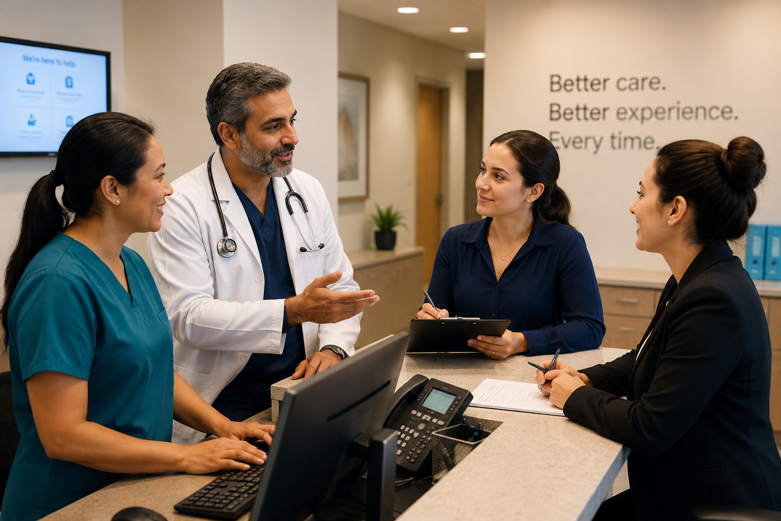 Healthcare clinic team improving communication and patient satisfaction